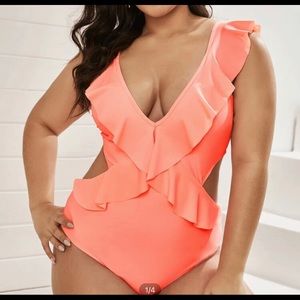 Bright coral monokini